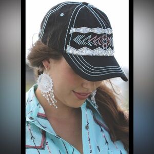 Cruel girl black baseball cap with silver sequin embroidery hat 🕰️